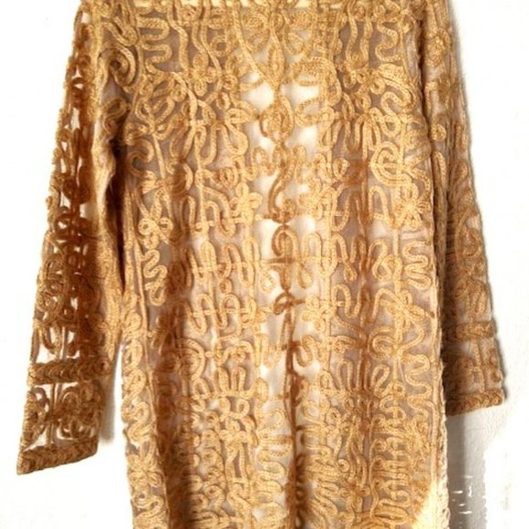 WOMEN'S CHICO'S EMBROIDERED LONG SWETER CARDIGAN JACKET. SIZE 0 - Picture 4 of 6